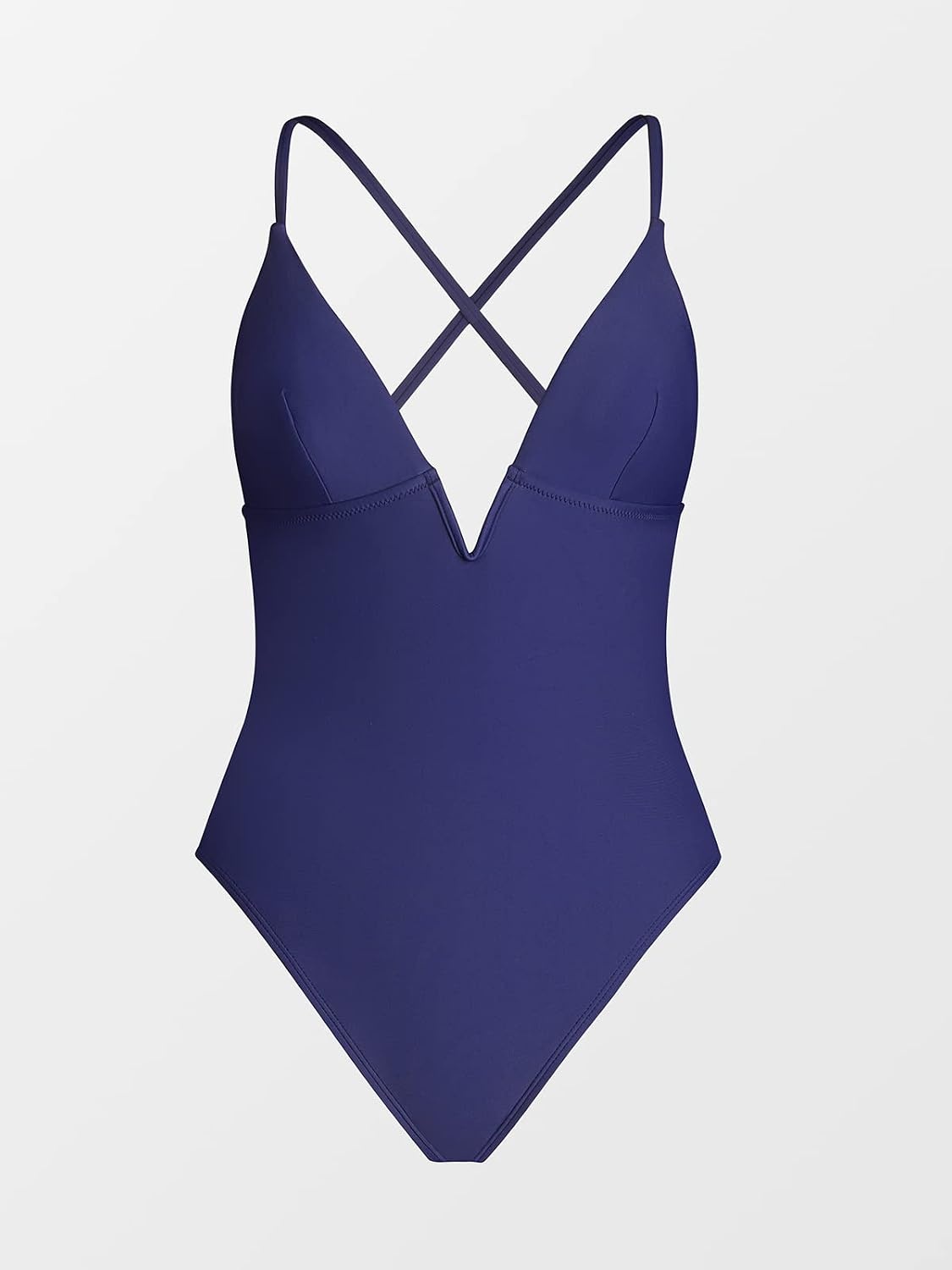 image:imageCUPSHE Women Swimsuit One Piece Bathing Suit Deep V Neck Crisscross Back Adjustable StrapDark Blue