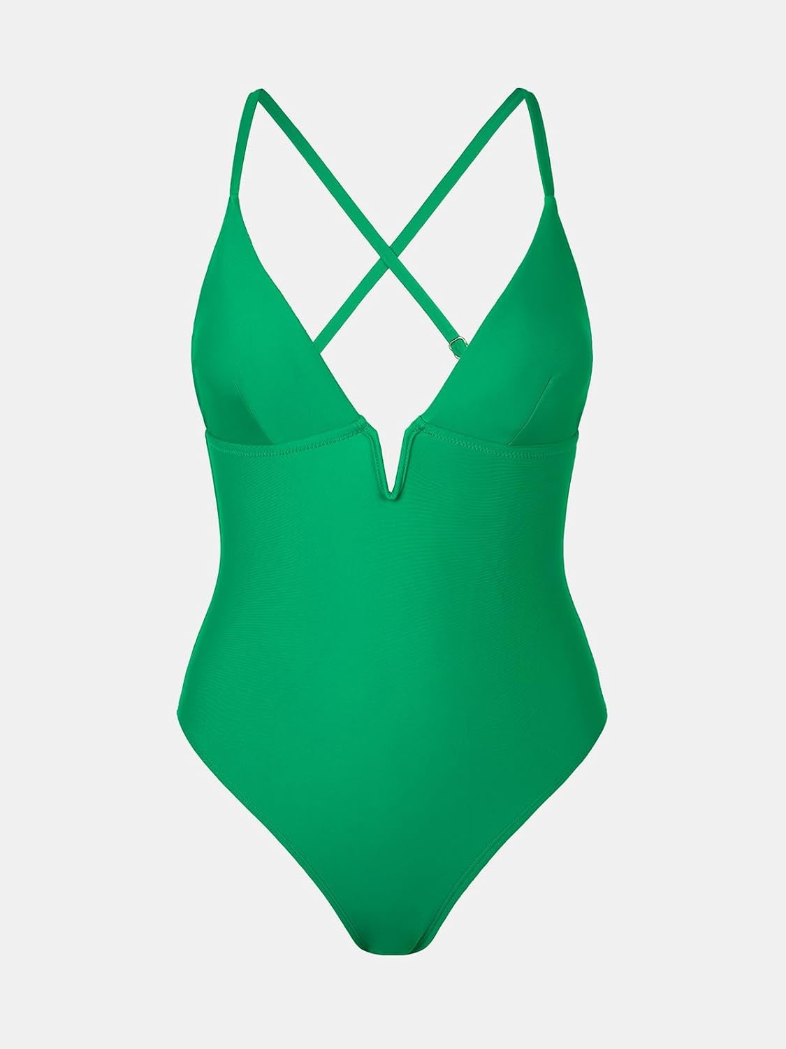 image:imageCUPSHE Women Swimsuit One Piece Bathing Suit Deep V Neck Crisscross Back Adjustable StrapForest Green