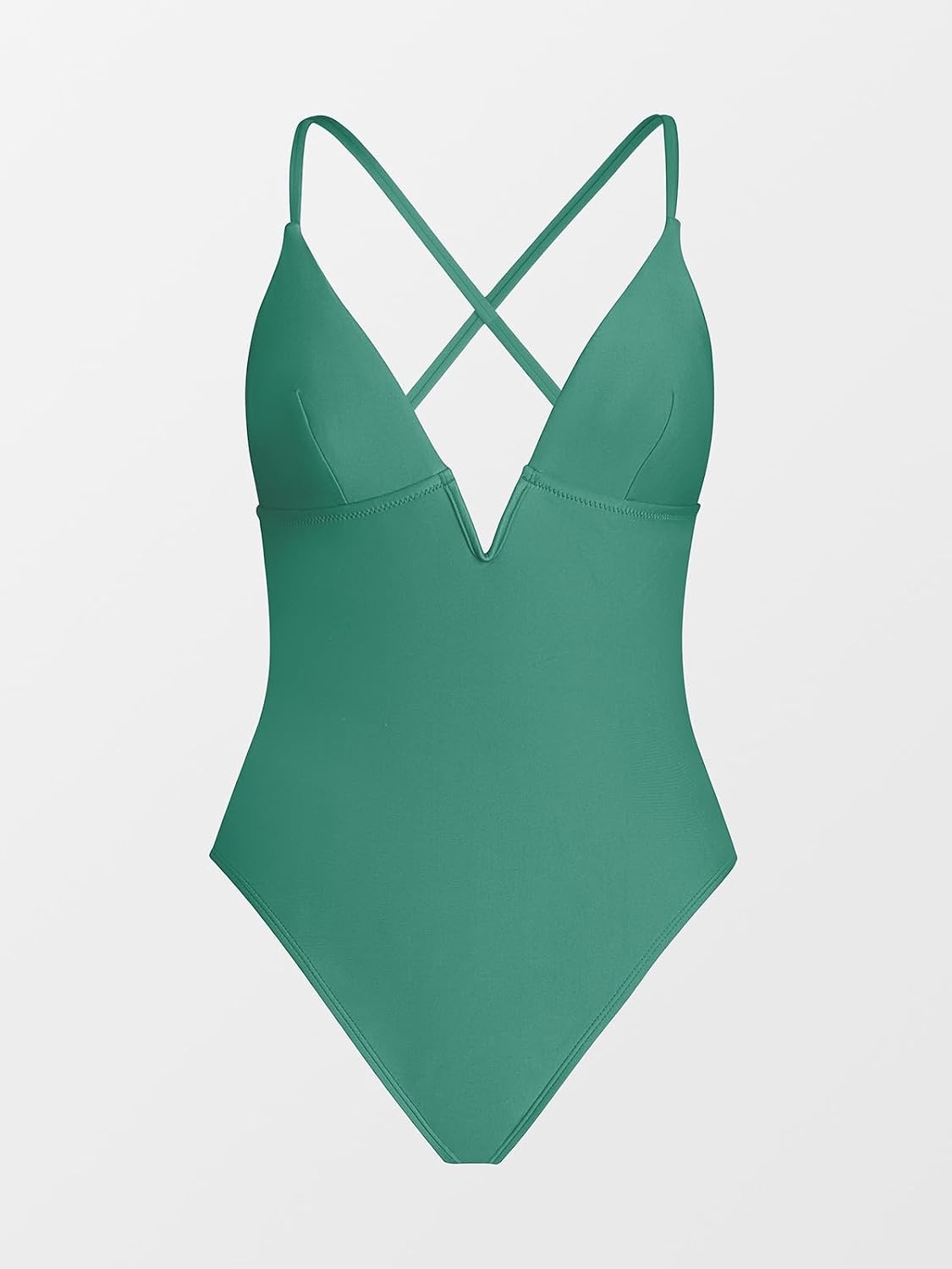 image:imageCUPSHE Women Swimsuit One Piece Bathing Suit Deep V Neck Crisscross Back Adjustable StrapGreen