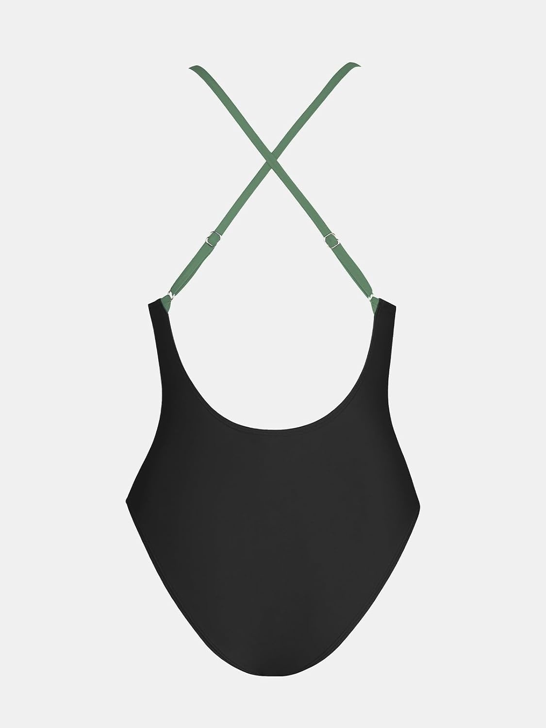 image:imageCUPSHE Women Swimsuit One Piece Bathing Suit Deep V Neck Crisscross Back Adjustable StrapGreenBlack