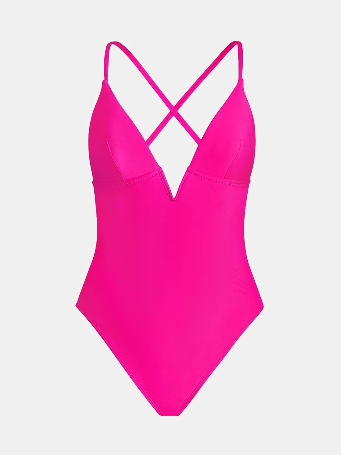 image:imageCUPSHE Women Swimsuit One Piece Bathing Suit Deep V Neck Crisscross Back Adjustable StrapHot Pink