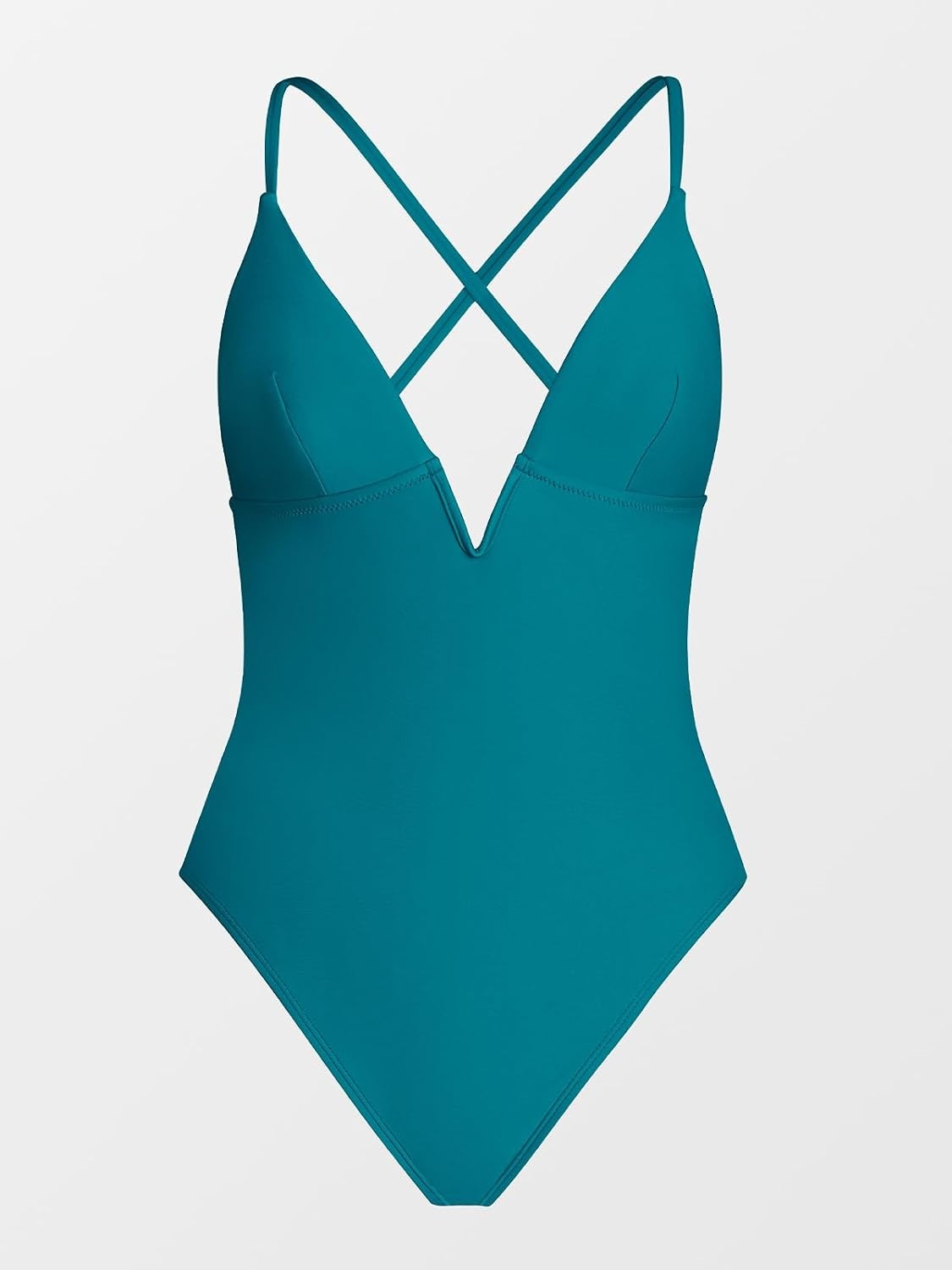 image:imageCUPSHE Women Swimsuit One Piece Bathing Suit Deep V Neck Crisscross Back Adjustable StrapTeal