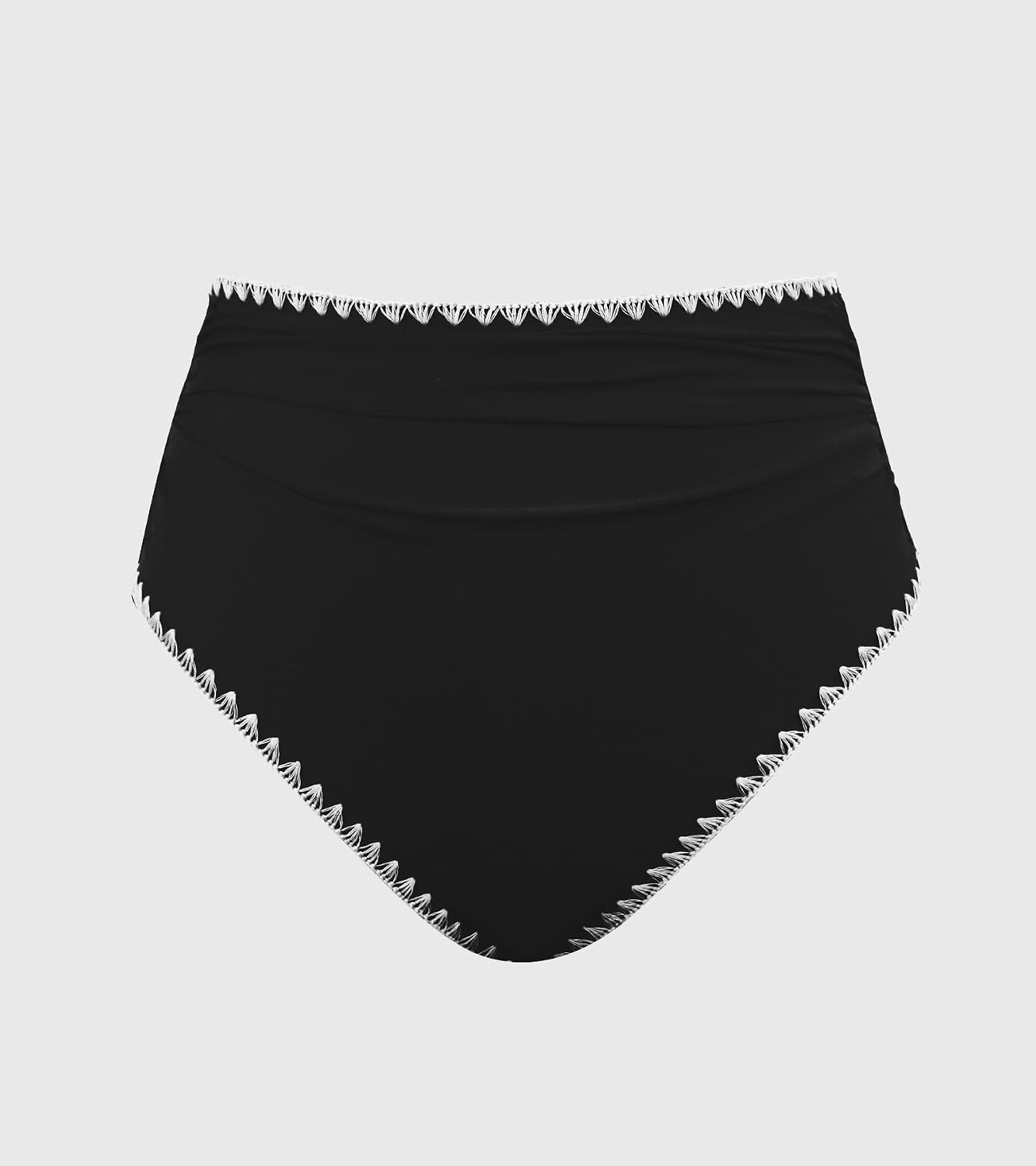 image:imageCUPSHE Womens Bikini Bottom High Waisted Swimsuit Ruched Bathing Suit Stitching Full Coverage Swimwear BottomBlack