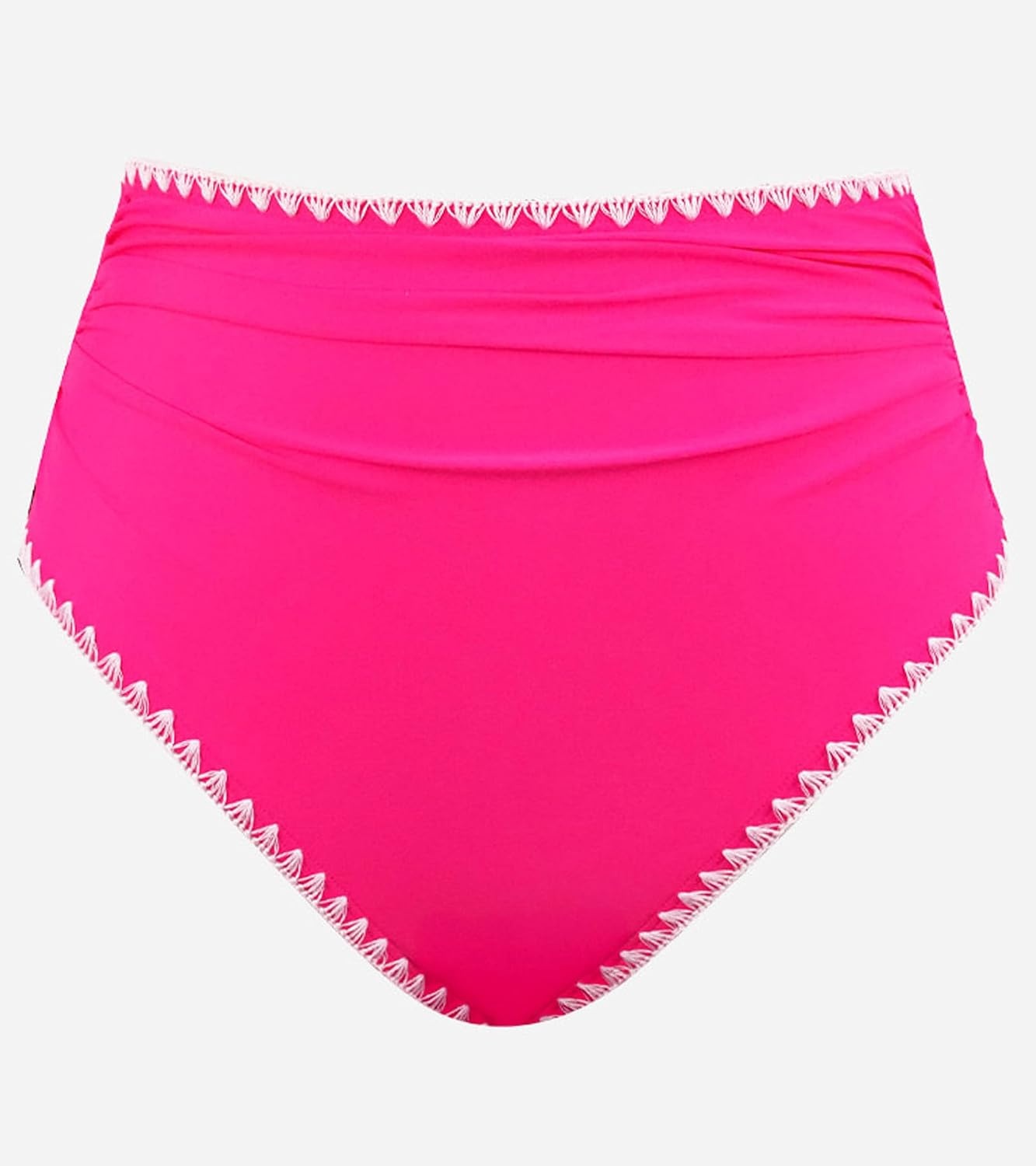 image:imageCUPSHE Womens Bikini Bottom High Waisted Swimsuit Ruched Bathing Suit Stitching Full Coverage Swimwear BottomMagenta Pink