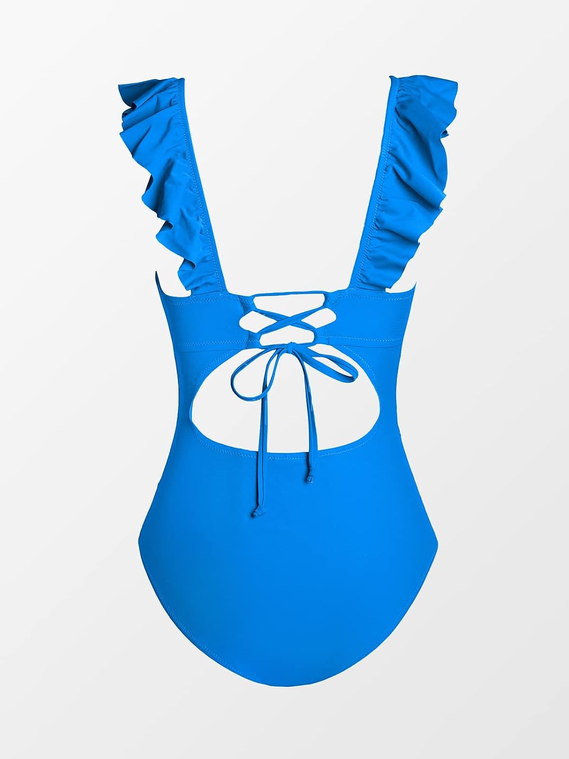 image:imageCUPSHE Womens Ruffled One Piece Swimsuit V Neck Lace UpRoyal Blue
