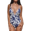 image:imageCUPSHE Women Swimsuit One Piece Bathing Suit Deep V Neck Crisscross Back Adjustable StrapNavy Floral